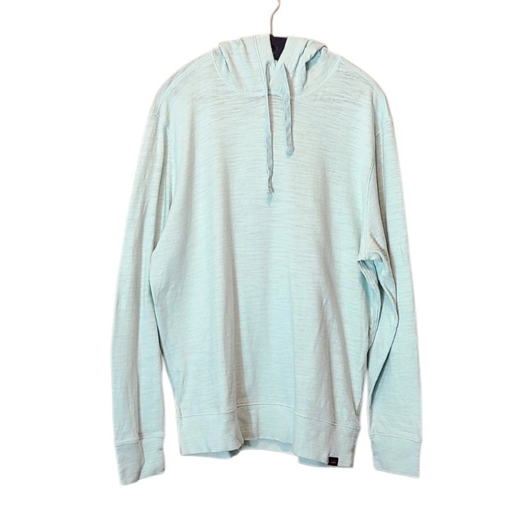 Faherty Brand Mens Large Organic Cotton Slub Hoodie Aqua Blue Pullover